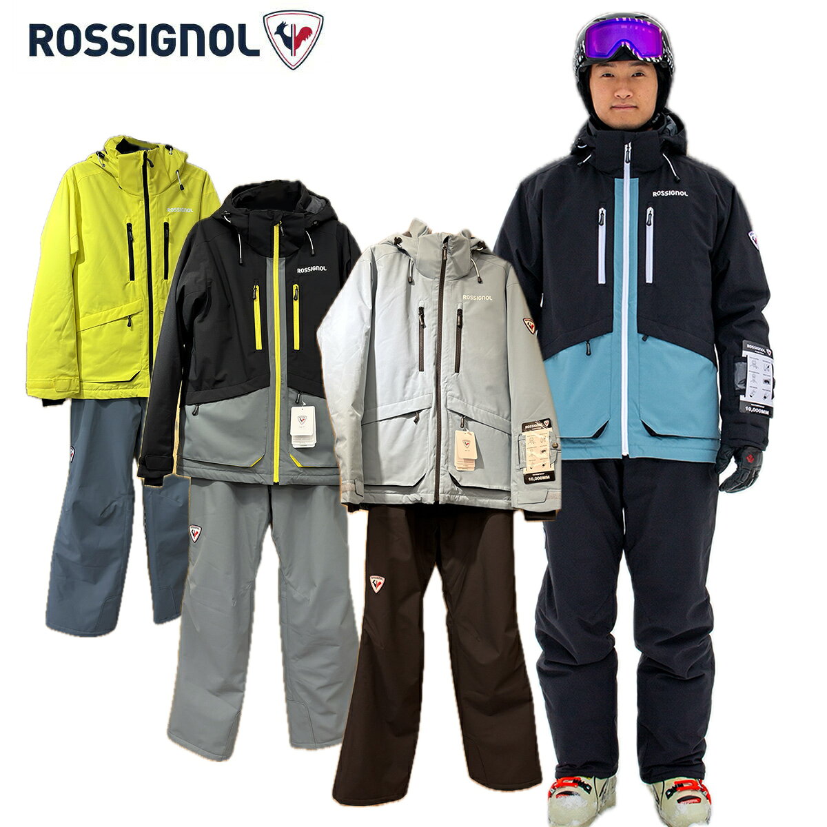 ROSSIGNOL ロシニョール スキーウェア■RLOJSROSSIGNOL SUIT ロシニョール スーツ耐水圧：10,000mm透湿性：5,000g/m2/24hファンクション・2WAY STRECH・DETACHABLE HOOD・DETACHABLE SUSPENDERS・HEM ADJUSTER・HOOD ADJUSTER・PASS HOLDER・MESH POCKET・WRIST GAITERSCOLOR・BLACK x GRAY・Y.LIMExGRAY・BLACKxBLACK・SAXExBLACKSIZES,M,L,XL※メーカー企画書の情報で商品登録を行っております。予告なしに商品名と仕様変更される場合がございます。