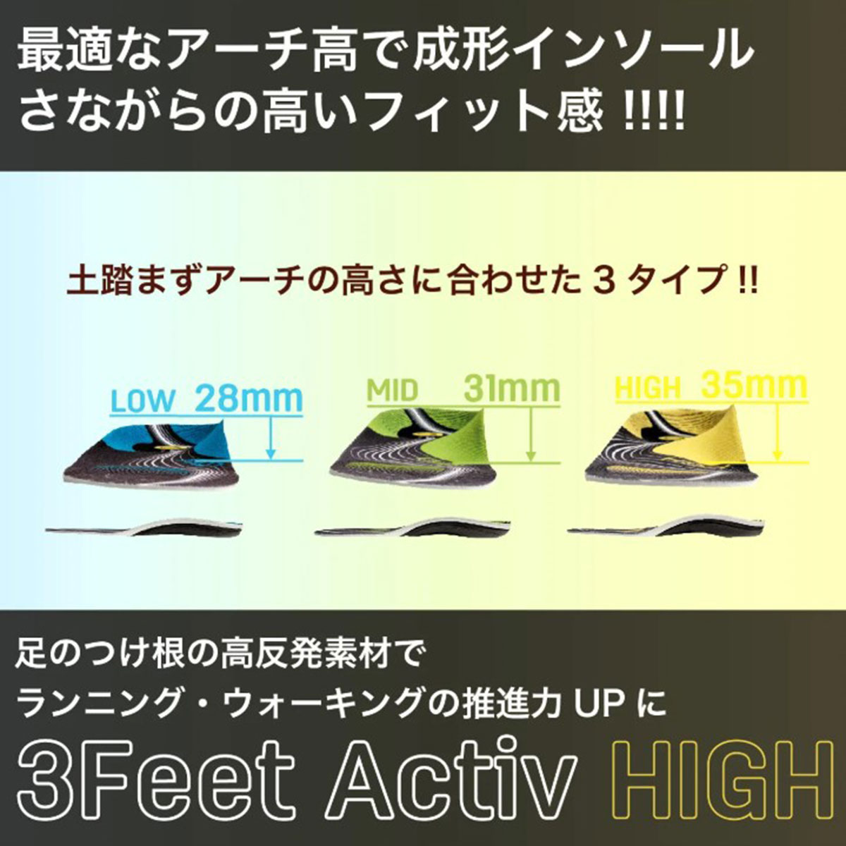 スキー専門店 タナベスポーツのSIDAS シダス インソール メンズ レディース＜2027＞ 3FEET ACTIV HIGH / 3フィート アクティブ ハイ / 3118981｜アングル3
