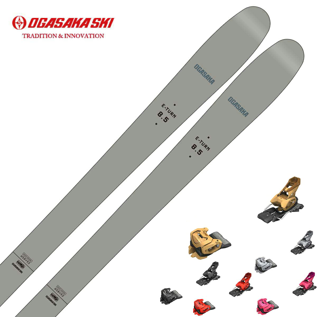 OGASAKA オガサカ スキー板■E-TURN ET-8.5■158cm　R：( 12.3 m)サイドカット：( 126/85/108 mm)■166cm　R：( 13.9 m)サイドカット：( 126/85/108 mm)■174cm　R：( 15.6 m)サイドカット：( 126/85/108 mm)■182cm　R：( 17.3 m)サイドカット：( 126/85/108 mm)構造・サンドウィッチ・Front Lead Function構成材・NFウッドコア(超軽量芯材)・特殊F.R.P滑走面素材：UHMW-PE　ナチュラル仕上げ：ミクロストーン＆セラミックディスクフィニッシュストラクチャー：クロスエッジシームレス重量※・板：1/2セット重量　851g/m※1/2セット重量は参考値ですので予めご了承ください。原産国板：日本ゲレンデユース用、パウダー3　ゲレンデ8前モデルから、バランス、構成材、ブーツセンター位置、芯材の長さを変更し、春先などの悪雪への対応、スピード対応を強化しました。ターン導入がしやすく、操作が軽快でゲレンデユースでのポテンシャルがより向上しました。ゲレンデ脇のパウダーやツリーラン、地形遊びやゲレンデクルージングなど、さまざまなシーンに対応可能です。バックカントリーに興味がある基礎スキーヤーやシニア層にもオススメなオールマウンテンモデルです。※メーカー企画書の情報で商品登録を行っております。予告なしに商品名と仕様変更される場合がございます。