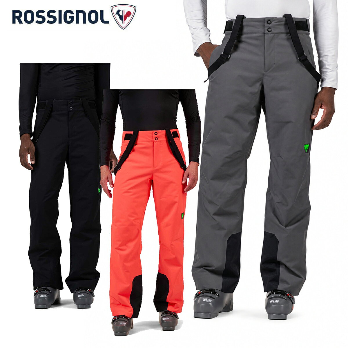 ROSSIGNOL ロシニョール スキーウェア■RLOMP07HERO INSULATED SKI PANT ヒーロー インシュレイテッド スキーパンツ耐水圧：20,000mm透湿性：20,000g/m2/24h素材・100% Recycled Polyester・Recycled Mechanical Stretch 2L + Bottom nylon reinforcements・Insulation：PRIMALOFT Black 100% - 40g PCR・100% Nylonファンクション■WATERPROOF MEMBRANE20,000mm(20,000g/m2)の耐水圧(透湿性)を保証。■DURABLE WATER REPELLENT TREATMENT超撥水加工、Durable Water Repellent (DWR)加工を施すことで、水滴がウェアに沿って滴り落ち、内部への侵入を抑える。■FULLY SEAMS/CRITICAL SEAMSモデルに合わせ、テープ加工する縫い目の範囲を調整し、雨や雪の侵入を防ぐ。フルシーム(すべての縫い目)、もしくはクリティカルシーム(重要な部分のみ)。■PRIMALOFT ダウンに代わる新しい合成断熱材。撥水加工が施されており、水に濡れても体温を維持。非常にコンパクトで柔軟な素材。■G.R.S (GLOBAL RECYCLED STANDARD)プリマロフト素材にのみ適用。 グローバル・リサイクルド・スタンダード(GRS)。リサイクル素材の認証要件を定めた国際規格。■INSULATION 160/100合成保温材。使用する部分に合わせて重さを調整し、部位ごとに最適な暖かさを実現。身体用…160 / 腕用…100■STRECHABILITY2WAYストレッチにより、あらゆる動きに対応。COLOR・200/BLACK・23N/ONYX GREY・316/NEON REDSIZES,M,L,XL・ Features : Removable Suspenders※メーカー企画書の情報で商品登録を行っております。予告なしに商品名と仕様変更される場合がございます。
