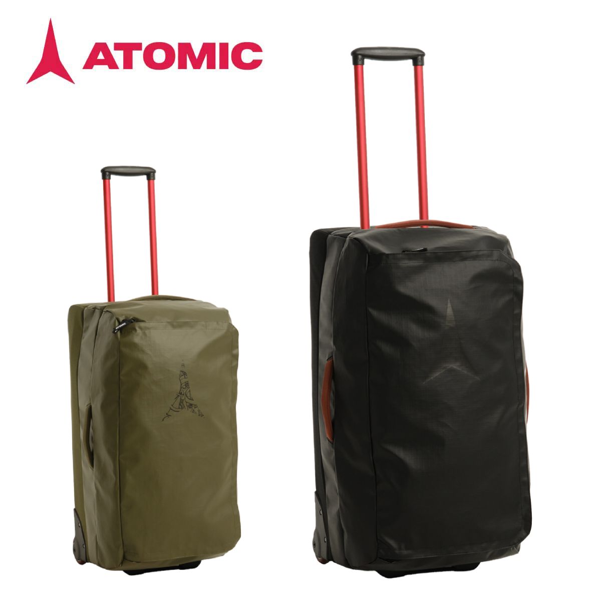 ATOMIC アトミック スキーバッグ■AL5056710 / AL5056720Trolley 90Lトローリー 90LCOLOR・Black・Pine Needleサイズ（cm）H29×L74×W40cm素材・Coated TPU Ripstop・Coated PU RipstopConstruction・Retractable Top Handle・Internal Mesh Compartments・Padded Handles・Internal Zippered Pocket・Elastic Cross-Strap SystemFeatures・365 Days Usage・Name Tag Print・Bent Chetler Graphic・容量：90L・重量：3800g・原産国：VIETNAM※メーカー企画書の情報で商品登録を行っております。予告なしに商品名と仕様変更される場合がございます。