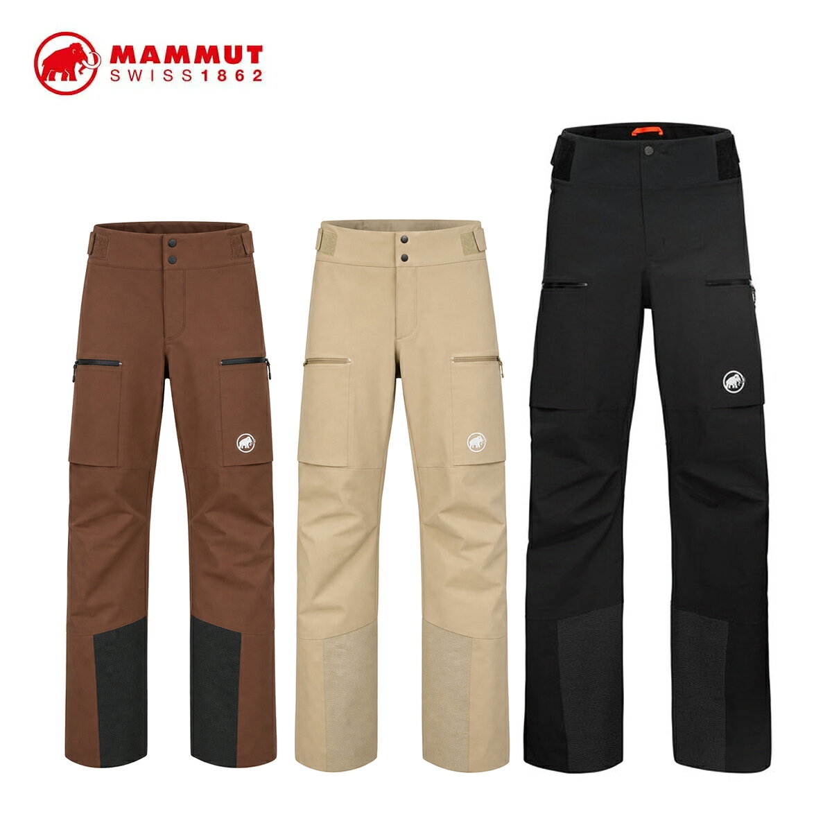 MAMMUT マムート スキーウェア パンツ メンズ■1020-13740Stoney HS Pants AF Menストーニー HS パンツ AF耐水圧：15000 mm透湿性：20.000 g/m2/24h素材・Main Fabric 1 (B2B): 3L Mammut DRY Tour・Denier (hauptmaterial): 75Dx75D・裏地 (B2B): 100% polyester・Main Fabric 2 (B2B): Cordura(R) Reinforcement・Mammut DRY Tour・Membrane (B2B): 100% polyester・Lining 1 - 面材料 (B2B): 100% polyamide・Main Fabric 2 - 面材料 (B2B): 83% Polyamide, 10% Polyester, 7% Elastane・Main Fabric 1 - 面材料 (B2B): 100% Polyester (recycled)FEATURES・フロントにコットンキャンバス・撥水性ジッパー付きフロントポケット2つ・ポケットプリーツでボリュームアップ・2ウェイジッパー付きサイドベンチレーション・滑り止めグリップ付きの一体式スノーゲイター・ダイニーマ(R)によるシームエッジの強化とスキーエッジプロテクションSustainability・リサイクル・bluesign(R) PRODUCT・PFCフリー耐久撥水(DWR)加工・Fair WearCOLOR・0001 black・7576 sablun・7583 soilSIZE44 - 58マムートのベストセラーかつ最も汎用性の高いオールマウンテンスキーシェルスキーパンツが、当社で最も責任ある製品という特徴も備えて登場。定番のシェルをゼロから再設計したこの最新バージョンは、Stoneyが誇る卓越したパフォーマンスと保護性能を維持しつつ、環境へのインパクトを最小限に抑えました。最適なパターンの採用で素材の無駄をなくしただけでなく、100%リサイクル素材を単一素材構造で使用することにより、パンツの製品寿命が尽きたリサイクルも容易になりました。Mammut DryTour3レイヤー防水ラミネートを始め、ジッパー式ベンチレーション、調節可能なウェスト、補強されたインステップ、内側のゲイターなど、入念に考えられた機能を搭載し、より長い時間アウトドアを満喫できます。リフトの開始からライトが消えるまで、Stoneyがプロテクションを発揮します。※メーカー企画書の情報で商品登録を行っております。予告なしに商品名と仕様変更される場合がございます。