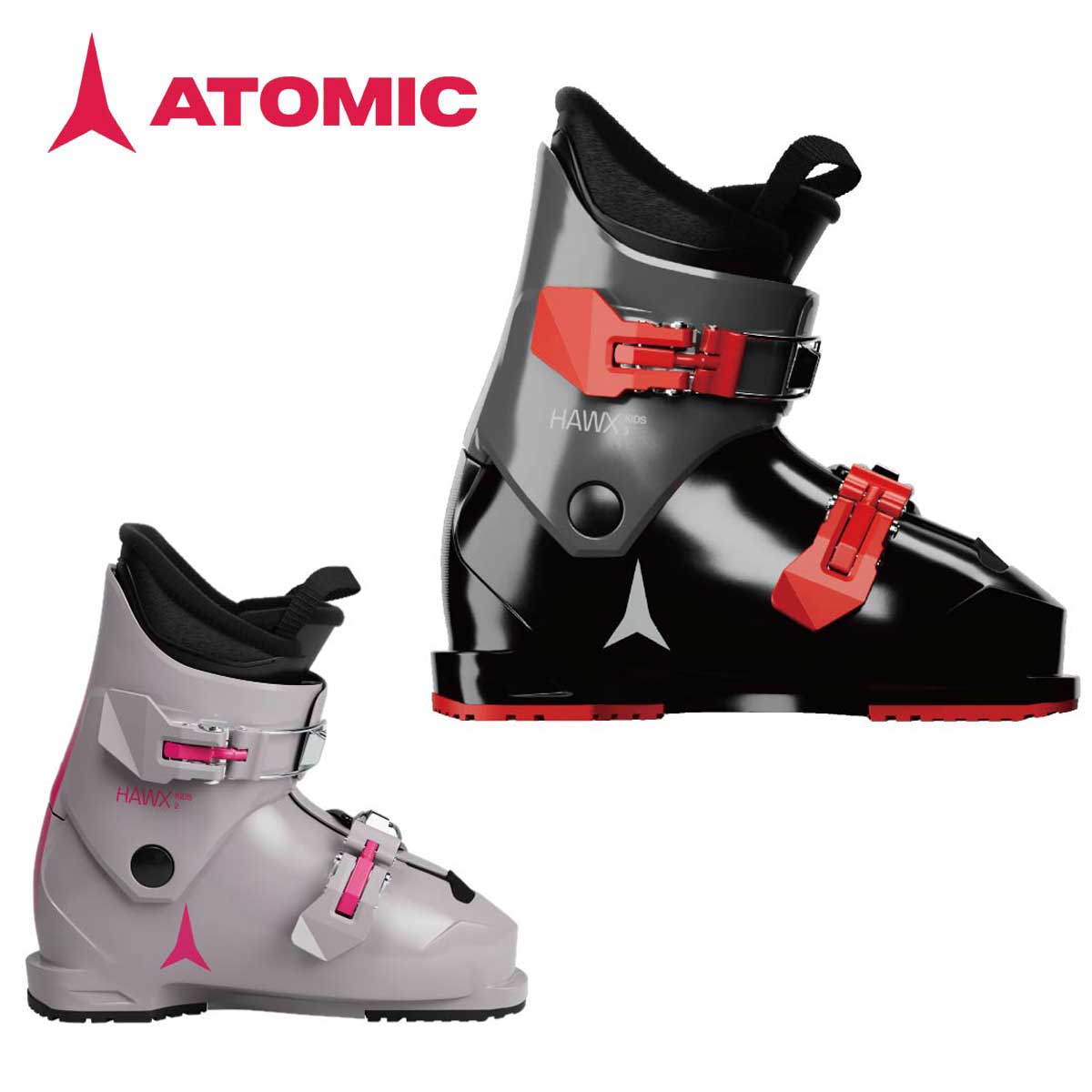 ATOMIC アトミック スキーブーツ■HAWX KIDS 2ホークス キッズ 2フレックス（硬さ）：-ラスト（幅）：98mm Junior Last■COLOR・Black/Limestone/Red・Dust/Pink■SIZE18/18.5-20/20.5■Shell TechnologyProliteJunior Performance ShellPower Chassis■Shell/Cuff MaterialPP Shell / PP Cuff■Cuff HeightLow Cuff - All Sizes■Liner ModelTeam Bronze Liner■Liner TechnologyFully Heat MoldableJuniorTongue Profile■Cuff ClosurePolycarbonate Buckles■Shell ClosurePolycarbonate Buckles■Forward Lean15°■Ramp Angle4°■Boot SoleRTJ Junior Grip Pads■NormAlpine ISO 5355■Weight (g) / Boot(Size)-■What’s in the boxSize Adjuster■原産国Romania初めてターンをする小さな男の子に最適なスキーブーツです。超ソフトなフレックスで、小さな足でも動くことができます。小さな足の成長は早いので、このブーツにはハーフサイズを追加するサイズアジャスターが付属しており、小さいうちは追加し、成長に合わせて取り外していくことができます。※メーカー企画書の情報で商品登録を行っております。予告なしに商品名と仕様変更される場合がございます。