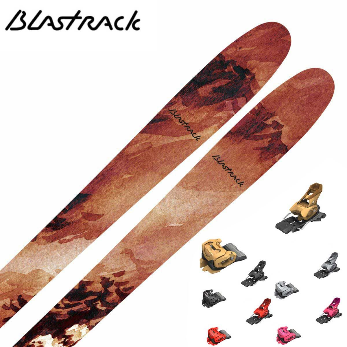 メーカー希望小売価格はメーカーカタログに基づいて掲載していますBLASTRACK ブラストラック スキー板■11100231BLAZER /ブレイザー■170cm R：(15.1 m)サイドカット：( 130/97/117 mm)■176cm R：(16.5 m)サイドカット：( 130/97/117 mm)■185cm R：( 18.7 m)サイドカット：( 130/97/117 mm)テキスト・構造 / シェルトップ・構成材 / 軽量ウッドコア　特殊F.R.P・滑走面 / シンタードベース　グラファイト　クロスストラクチャー＆セラミックディスクフィニッシュ・エッジ / シームレス　スチール鋼・Weight (1/2pair)1,690g (176cm)フレックスバランスと構成材の変更により、足元のグリップ感、高速域での安定性、荒れた場所での走破性をさらに高めました。「FARTHER」と「VERSANT」の間に位置する97mmのウエストサイズと定評のロングノーズ、しなやかさを持つボディで、ゲレンデからBCエリアのディープパウダーまで、様々なシチュエーションにおいて扱いやすい 「BLAZER」は、まさにいいとこ取りのオールコンディション対応スキーです。形状は「BLAZER -TOUR」と共通でウェイトはTOURモデルと比較するとやや重いものの、その安定性と走破性は軽量スキーにはないポテンシャルを発揮します。「山」と「波」のグラフィックイメージのような自由なライディングを様々なシチュエーションでお楽しみください。原産国日本製 ※メーカー企画書の情報で商品登録を行っております。予告なしに商品名と仕様変更される場合がございます。