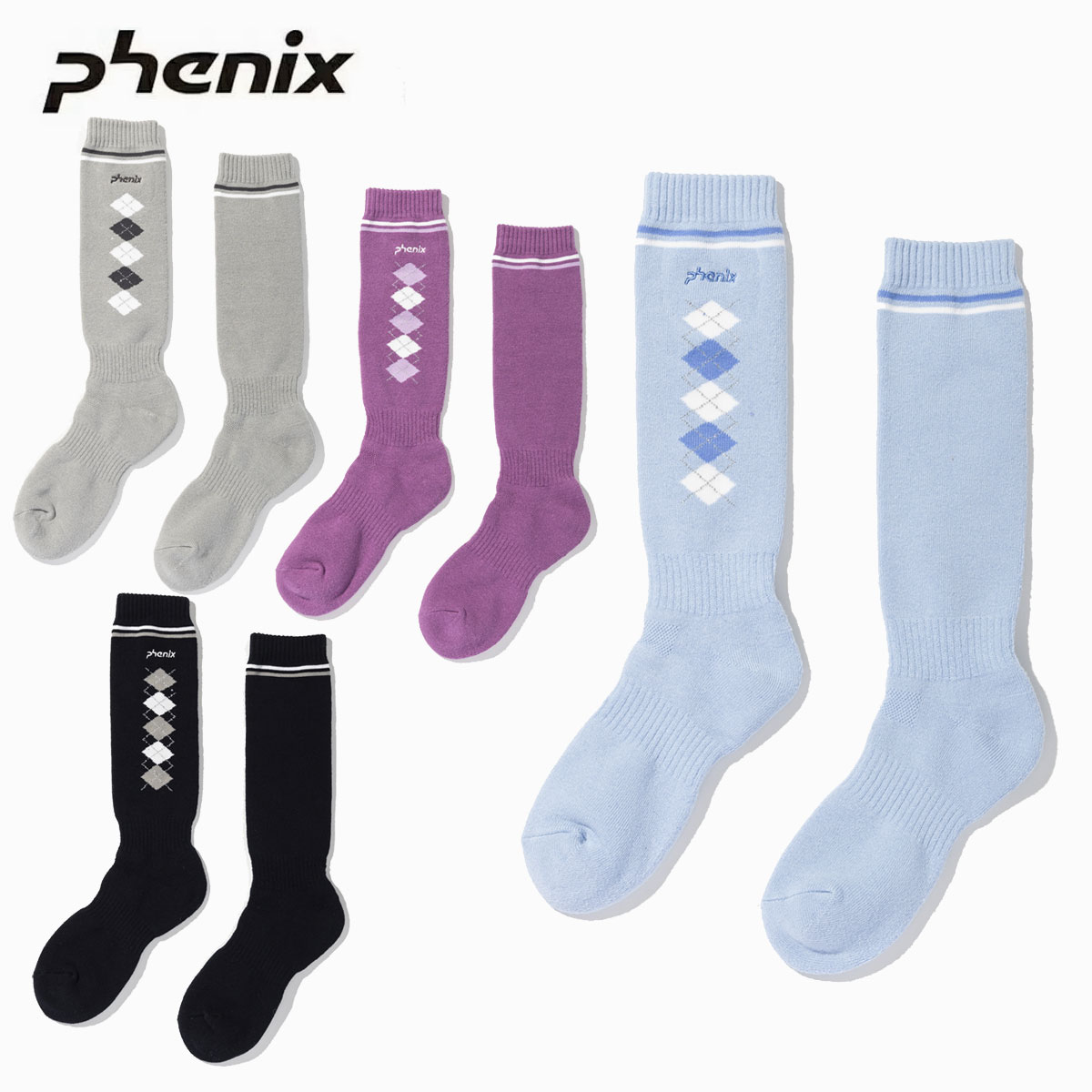 Phenix フェニックス ソックス レディース ＜2027＞ Argyle Motif Ski Socks / アーガイルモチーフスキーソックス /ESW26SO52