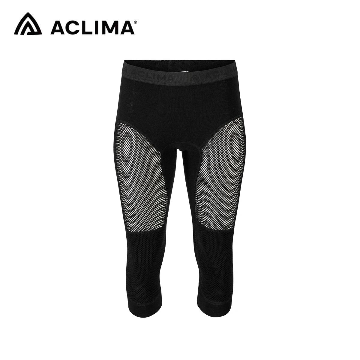メーカー希望小売価格はメーカーカタログに基づいて掲載しています ACLIMA アクリマ スキーウェア インナー タイツ■101634　WoolNet Original Longs 3/4 W's　ウールネット オリジナル ロングス 3/4 ウィメンズ・快適な着用感を実現するフラットシーム仕様・伸縮性のあるウエストバンドにウール素材を使用・運動時は通気性を発揮し、休息時は保温性を発揮・耐久性と快適性を高めるため、膝と太ももの内側にウールを追加・メッシュ構造により、身体から湿気を逃がす・認証取得済みウールを使用COLOR・123 Jet BlackSIZEXS - 2XLWeight121 g (Size small)・Breathable・Insulate・SuperLightWoolNet Original素材：WoolNet / ウール（メリノ）80%, ポリアミド20%、リブ / ウール（メリノ）96%、エラスタン4%繊維径：19.5ミクロン生地重量：WoolNet / 120g/m2, リブ / 250g/m2究極のアウトドアウェア。スキー、ハイキングをはじめ、あらゆるアウトドアアクティビティに最適。Aclimaを代表するヒット商品のひとつであるWoolNetは、市場でも類を見ない独自のウェアです。経編み（たてあみ）によるウールメッシュ構造が身体の熱を保持しながら、余分な熱を同時に放出します。ウールが持つ防臭性により、長時間のハイキングや狩猟、あるいはすぐに温かいシャワーを浴びることができない遠征などに適した、優れたベースレイヤーです。※メーカー企画書の情報で商品登録を行っております。予告なしに商品名と仕様変更される場合がございます。