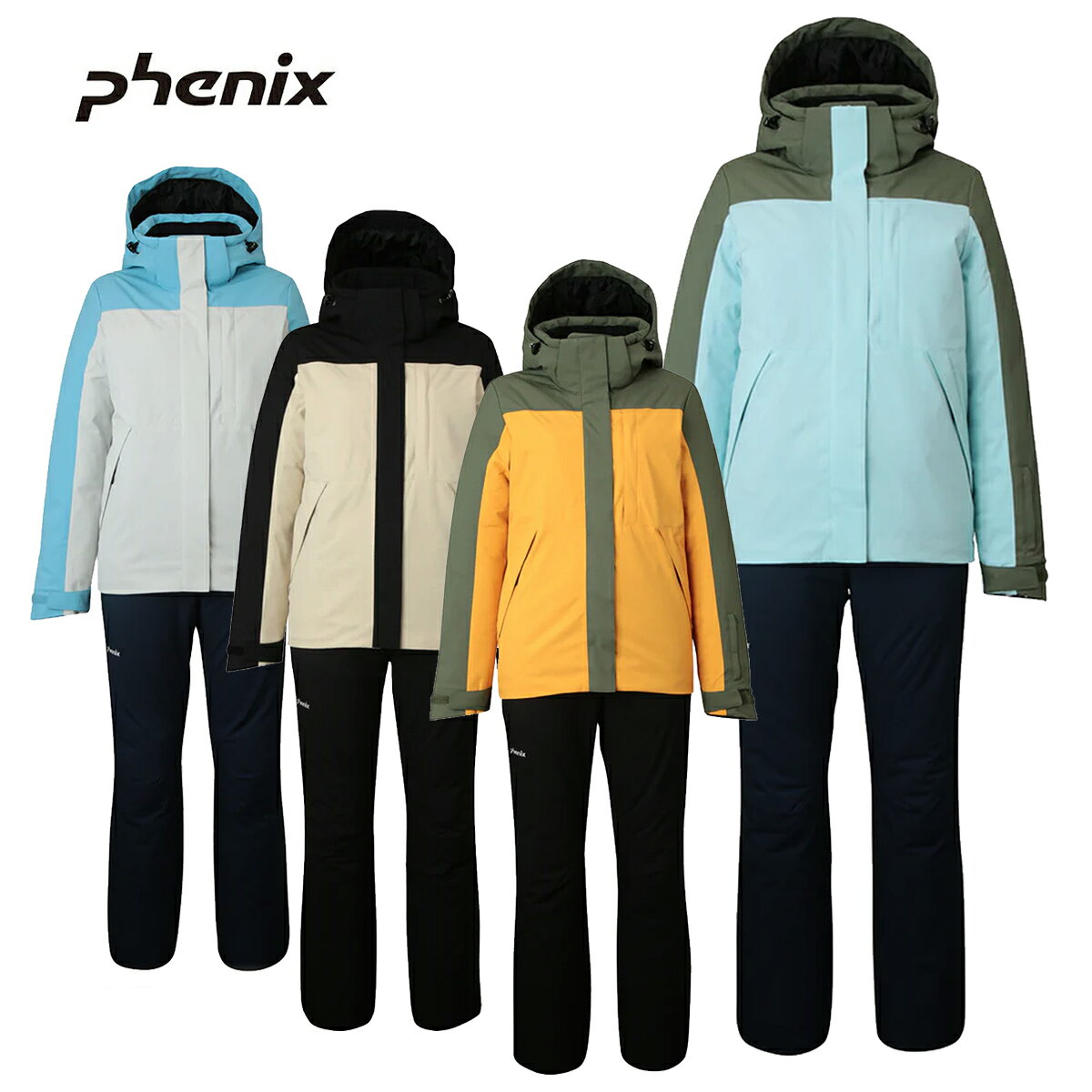メーカー希望小売価格はメーカーカタログに基づいて掲載しています PHENIX フェニックス スキーウェア スーツ■PSW252P71Horizontal Two-pieceホライゾタルツーピース耐水圧：10,000mm素材・2WAYストレッチツイル2L・ポリエステル100%・Made in:中国・STYLE:RegularCOLOR・PH9500/LIGHT GRAY・PH6000/PALE BLUE・PH3600/BEIGE・PH3900/MUSTARDSIZES/M/L/XL■FUNCTION・Phenix neslation・DRY BARRIER (R) 10000・Partial Seam Sealing・INSIDE COSMETIC GUARD・PASS POCKET・HEM INNER GAITER・REMOVABLE SUSPENDERS(SET)・ADJUSTABLE WAIST (PANTS)・ADJUSTABLE DRAWCORD (JACKET)○かわいらしさを演出するアースカラーとコアカラーを基調とした2WAYストレッチを使用したベーシック2ピーススキースーツ※メーカー企画書の情報で商品登録を行っております。予告なしに商品名と仕様変更される場合がございます。