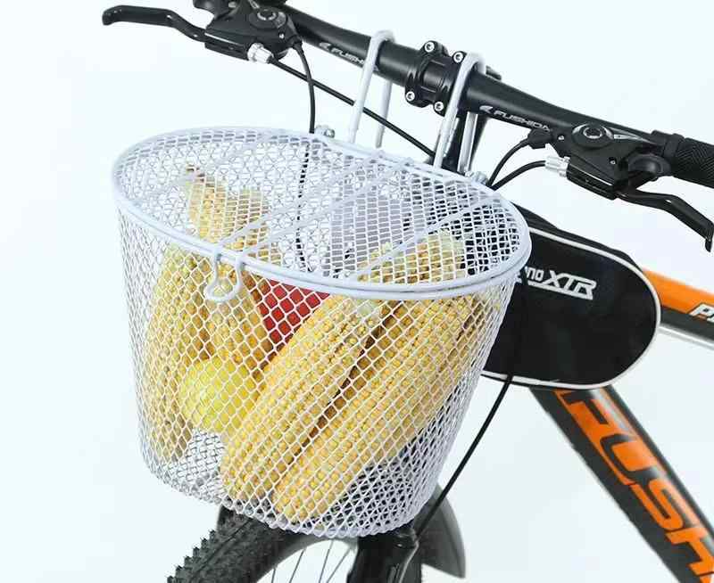 樂天商城 - 自転車 かご 籠 バスケット 前 フロント 蓋つき 防水 買い物 大容量 着脱 取り外し 簡単 フック 吊り下げ メッシュ カバー 調整可能 白
