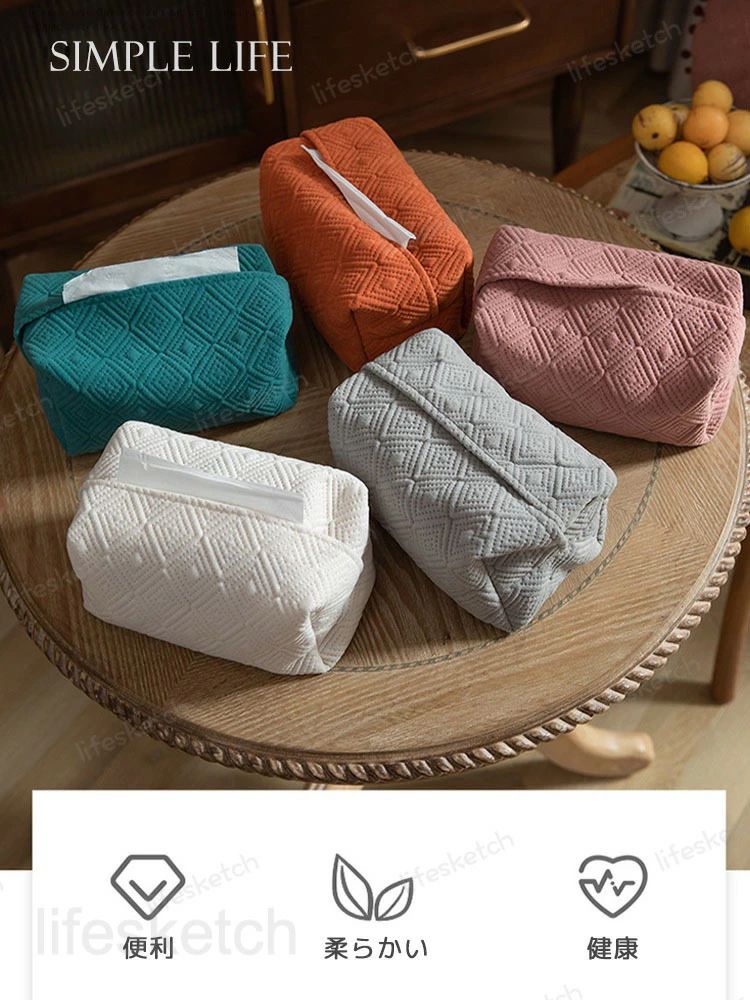 ティッシュケース おしゃれ 北欧 シンプル ティッシュポーチ ティッシュカバー ソフト ティッシュボックス ボックスティッシュケース 車 [2]