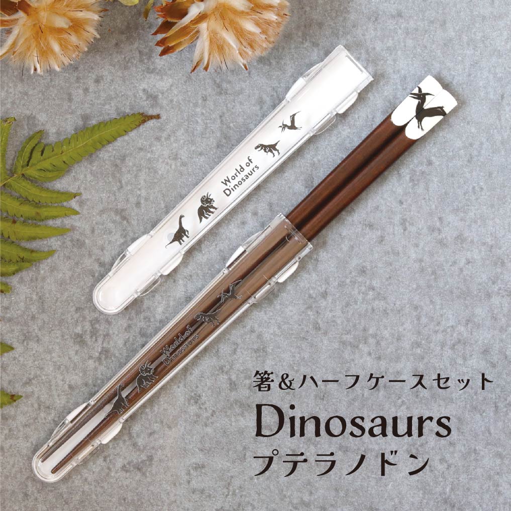 樂天商城 - ハーフケースと箸のセット Dinosaurs プテラノドン箸 23.0cm【箸箱 お箸ケース ハーフケース 箸入れ 箸箱セット 落ちない 恐竜 シルエット お弁当 ランチ 持ち運び エコ 便利 プレゼント お祝い 一人暮らし 新生活】[M便 1/4]