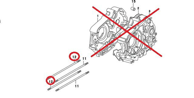 田中商会90ccエンジン用　シリンダースタッドボルトB（194mm） 2本セット≪田中商会★モンキー≫【クリックポスト代引不可】