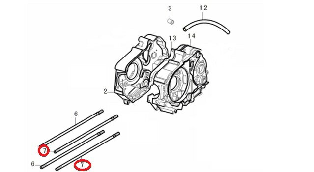 田中商会125ccエンジン用　シリンダースタッドボルトA（214mm） 2本セット≪田中商会★モンキー≫【クリックポスト代引不可】