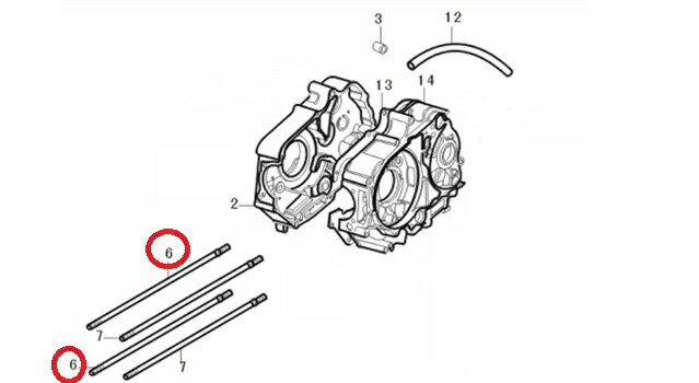 田中商会125ccエンジン用　シリンダースタッドボルトB（207mm） 2本セット≪田中商会★モンキー≫【クリックポスト代引不可】