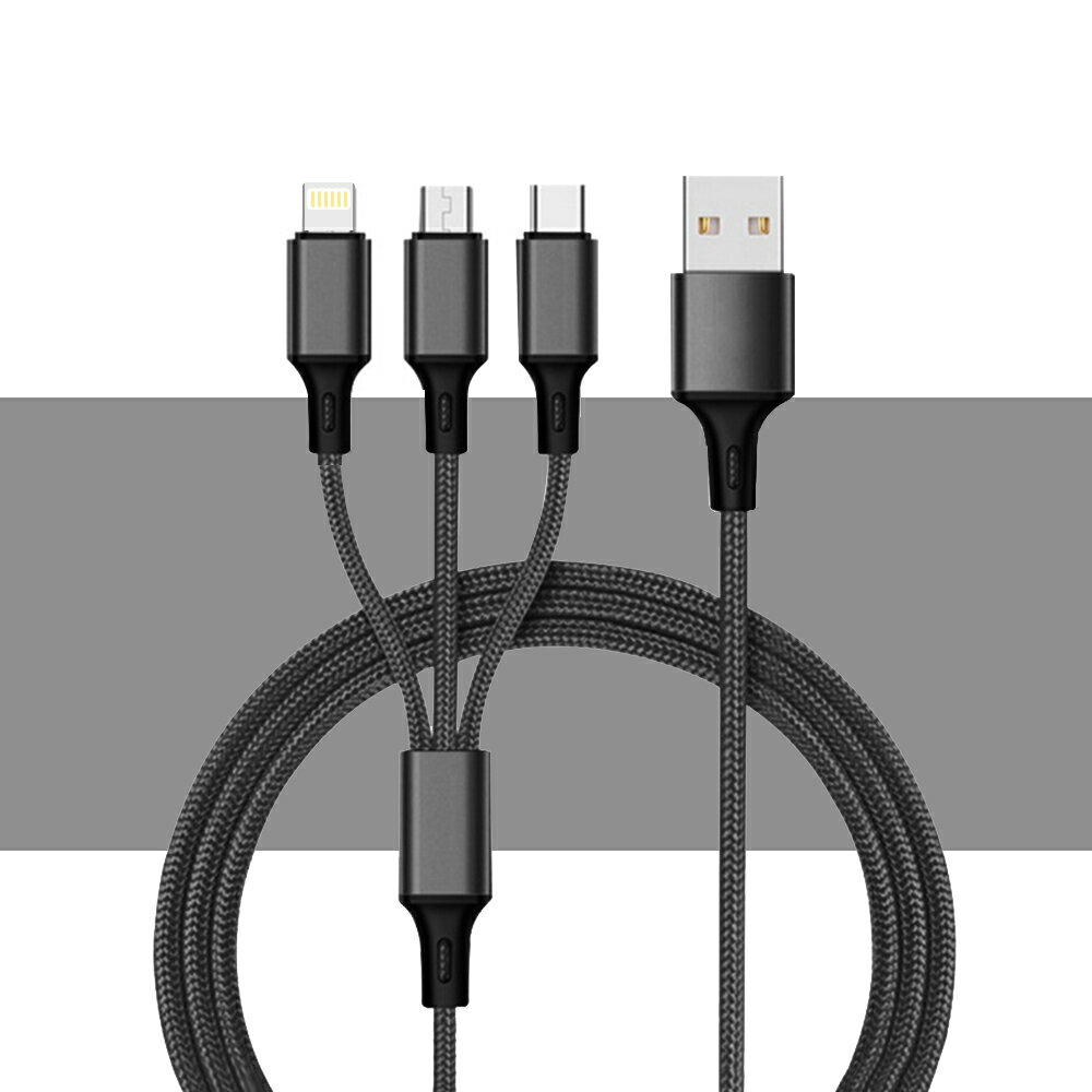 3in1 ケーブル iPhone Android micro USB Type-C 3A 1.2m 急速充電 ケーブル USBケ...
