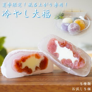 【スーパーセール限定 10%OFF】冷やし大福 夏季限定!風呂上がり専用! 5種類 お試しポッキリ価格! 5個入 苺ミルク・抹茶・巨峰・日向夏みかん・カスタード【5個】冷凍食品 お菓子 和菓子 お取り寄せスイーツ グルメ 詰め合わせ プチギフト 手土産 カフェ 冷たい ひんやり