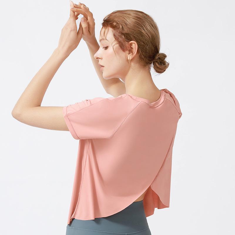 ヨガウェア 半袖 おしゃれ トップス レディース 安い Tシャツ 無地 半袖Tシャツ Uネック メッシュ 吸汗 速乾 スポーツ 20代 30代 40代 50代