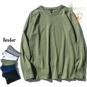 ロンT 無地 メンズ 長袖 ロング Tシャツ ティーシャツ トップス インナー クルーネック 秋