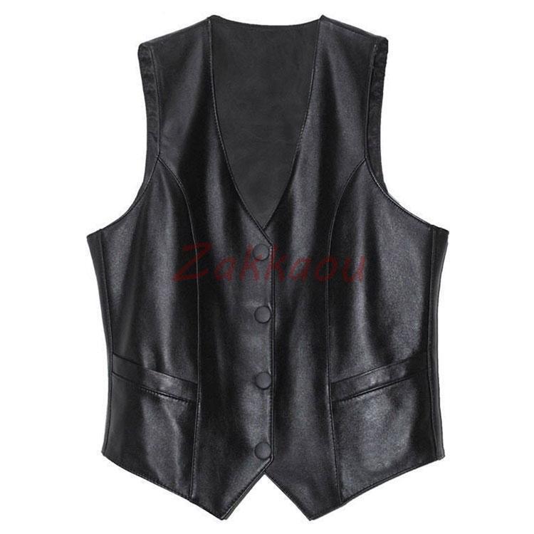 春夏秋冬　本革　ベスト　レディース　レザーベスト　ジレベスト　ベスト前開き　チョッキ　バイク用ベ..