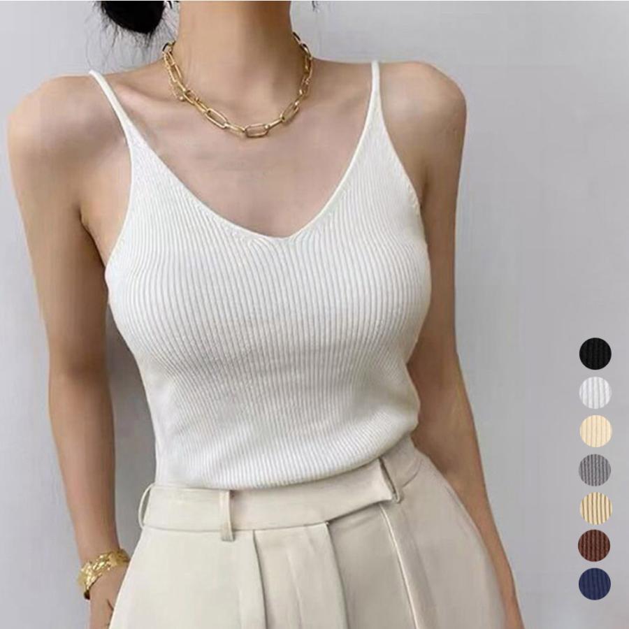 リブニットキャミソール フロントVカット