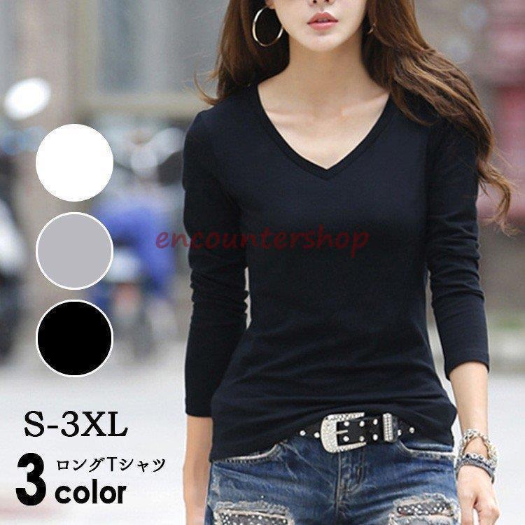 tシャツレディース長袖vネックロン...