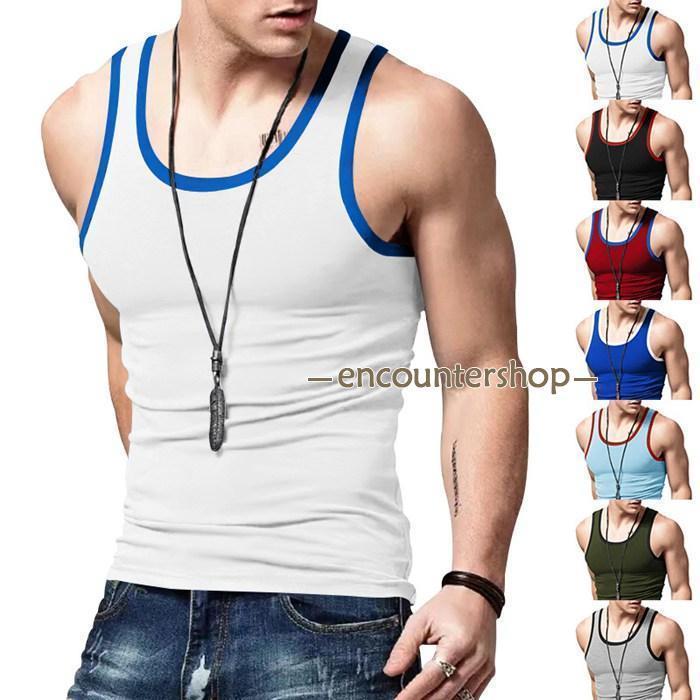 タンクトップ メンズ インナーシャツ 肌着 下着 Uネック ノースリーブ