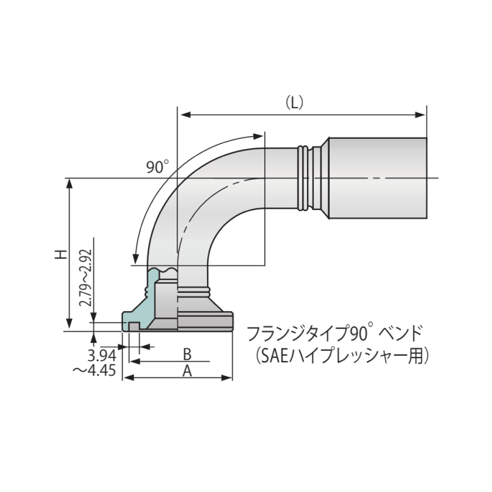ブリジストン《UB12HR9》油圧 UB/UZ 金具 HR9 フランジ 90゜曲 : UB 12 HR9 ( 3/4)∴建設機械 油圧工具 油圧配管