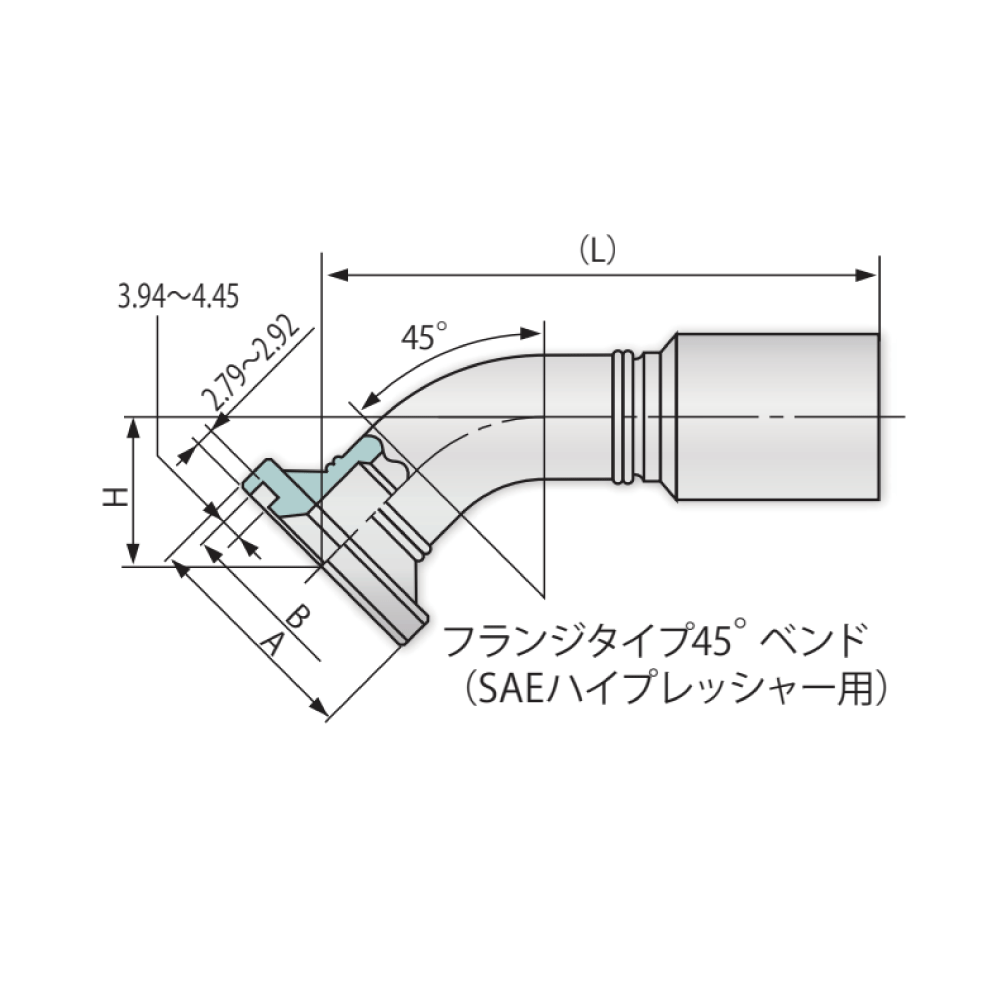 ブリジストン《UB16HR4》油圧 UB/UZ 金具 HR4 フランジ 45゜曲 : UB 16 HR4 (1゛ )∴建設機械 油圧工具 油圧配管