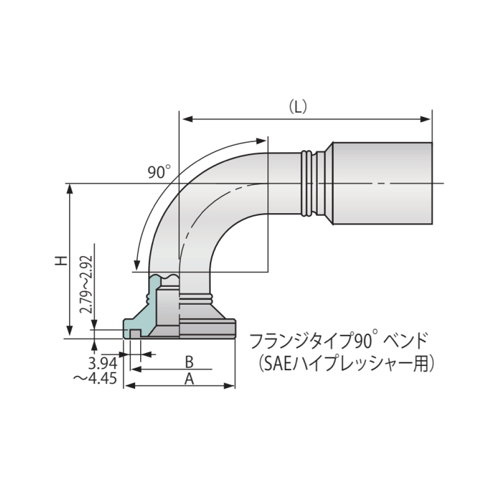 ブリジストン《UB16HR9》油圧 UB/UZ 金具 HR9 フランジ 90゜曲 : UB 16 HR9 (1゛ )∴建設機械 油圧工具 油圧配管