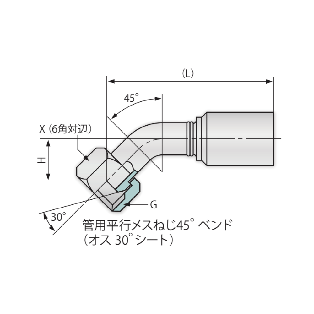 ブリジストン《UB08CR4》油圧 UB/UZ 金具 CR4 管用平行メス捻 45゜曲 : UB 08 CR4 ( 1/2) ∴建設機械 油圧工具 油圧配管