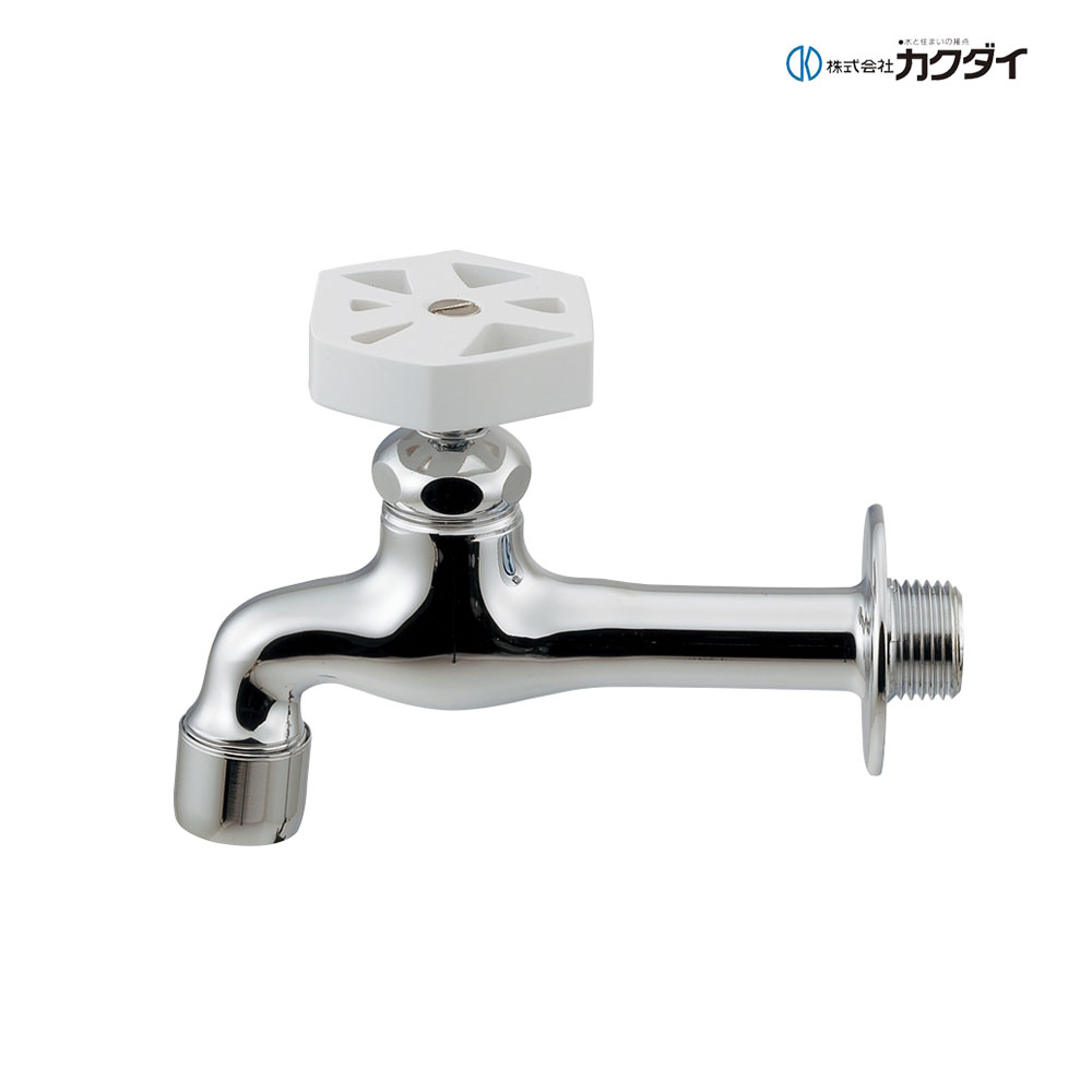 カクダイ《702-225-W》 : 泡沫胴長横水栓//ホワイト ∴ KAKUDAI 2024カタログ頁327 | 2023変定