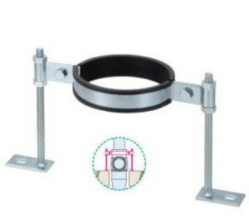 アカギ 白 メッキ 集合管床上 支持金具 足付 : A16325-0011 80A(118-124パイ)∴