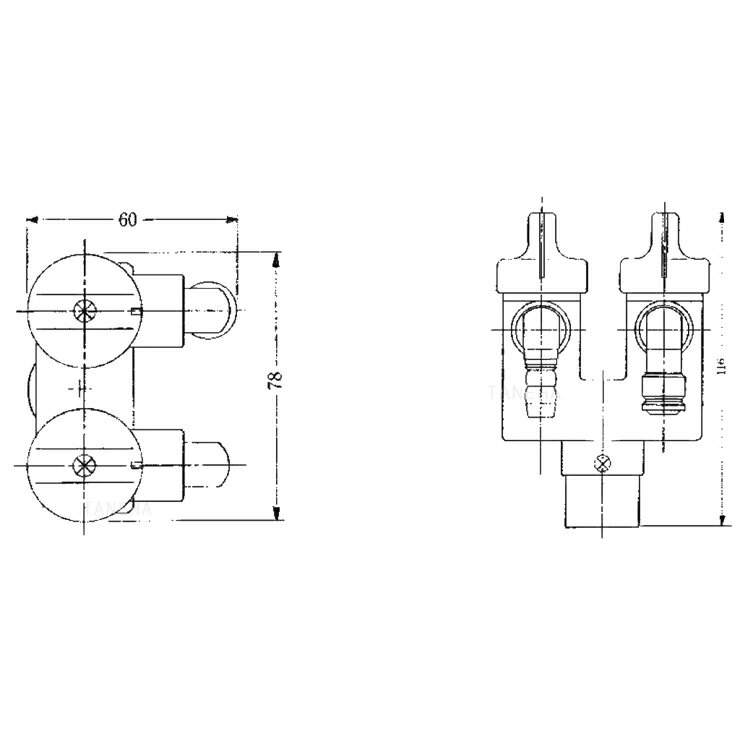 伊藤鉄工 本体自在ヒューズコック 立 2口 ONOFF : GPL-8FO CR 入1/2 左ホース 右コンセン∴