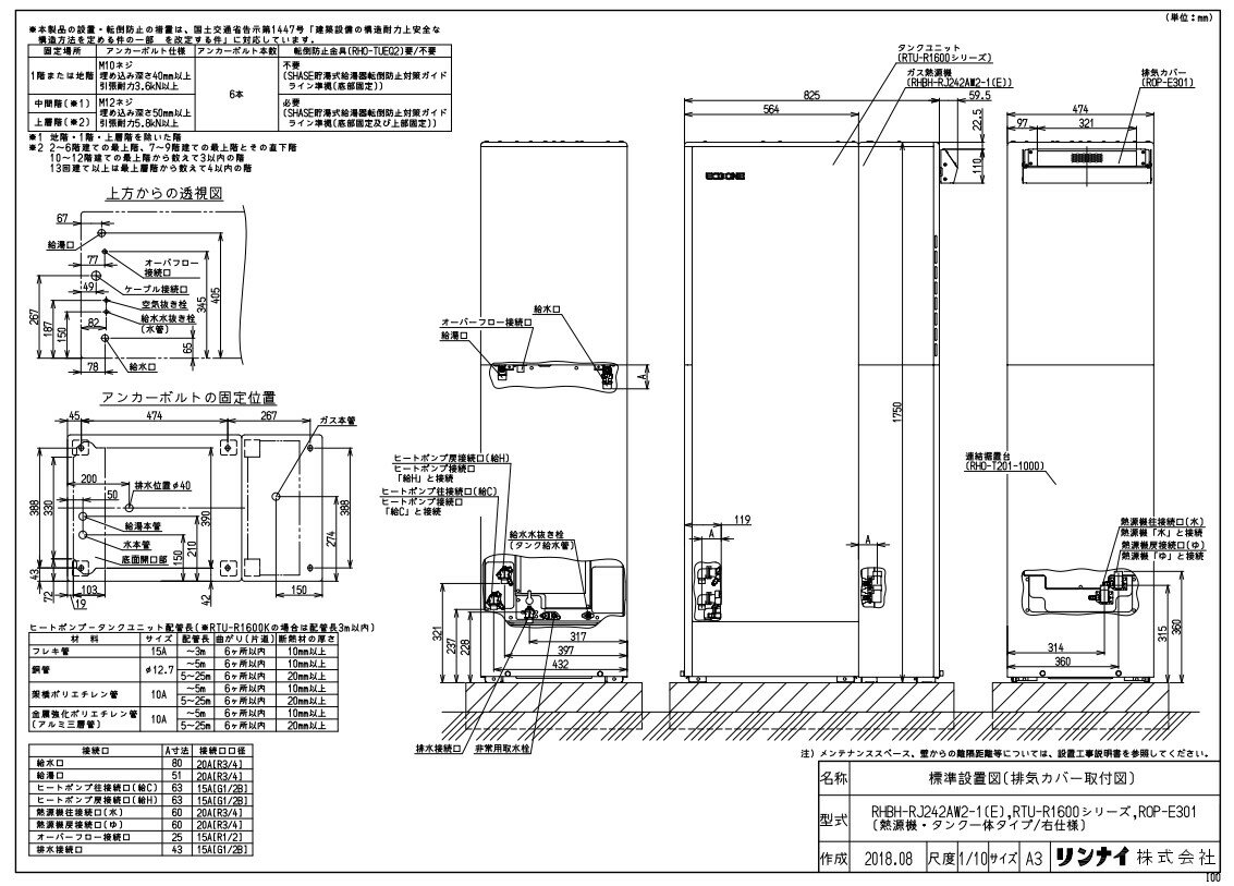 リンナイ ガス給部材 排気カバー:ROP-E301 排気カバ- (25-9758)∴∴