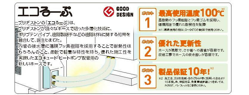 【あす楽対応品在庫あり】ブリジストン エコるーぷ 配管パック 100゜ 1.0Mpa 保温10 ツイン 3M:ELP10A-3 3M 保温10 ヒートポンプセット品 ∴ブリヂストン 給湯 エコキュート 配管 ポリブデン プッシュマスター 樹脂管 プッシュロック 2