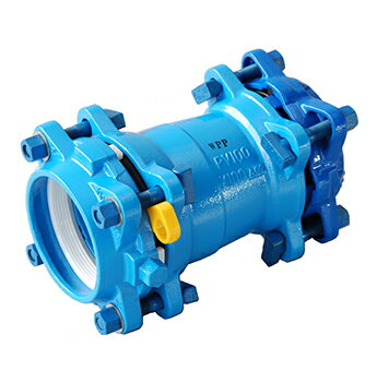 メカポリダブルPPジョイント （MP-98DP） 水道配水用ポリエチレン管（JWWA K 144）と 配水用ポリエチレン管を接合するジョイントです。