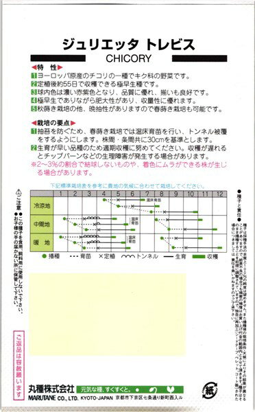 極早生トレビス 種 『ジュリエッタ』 コート1000粒 丸種