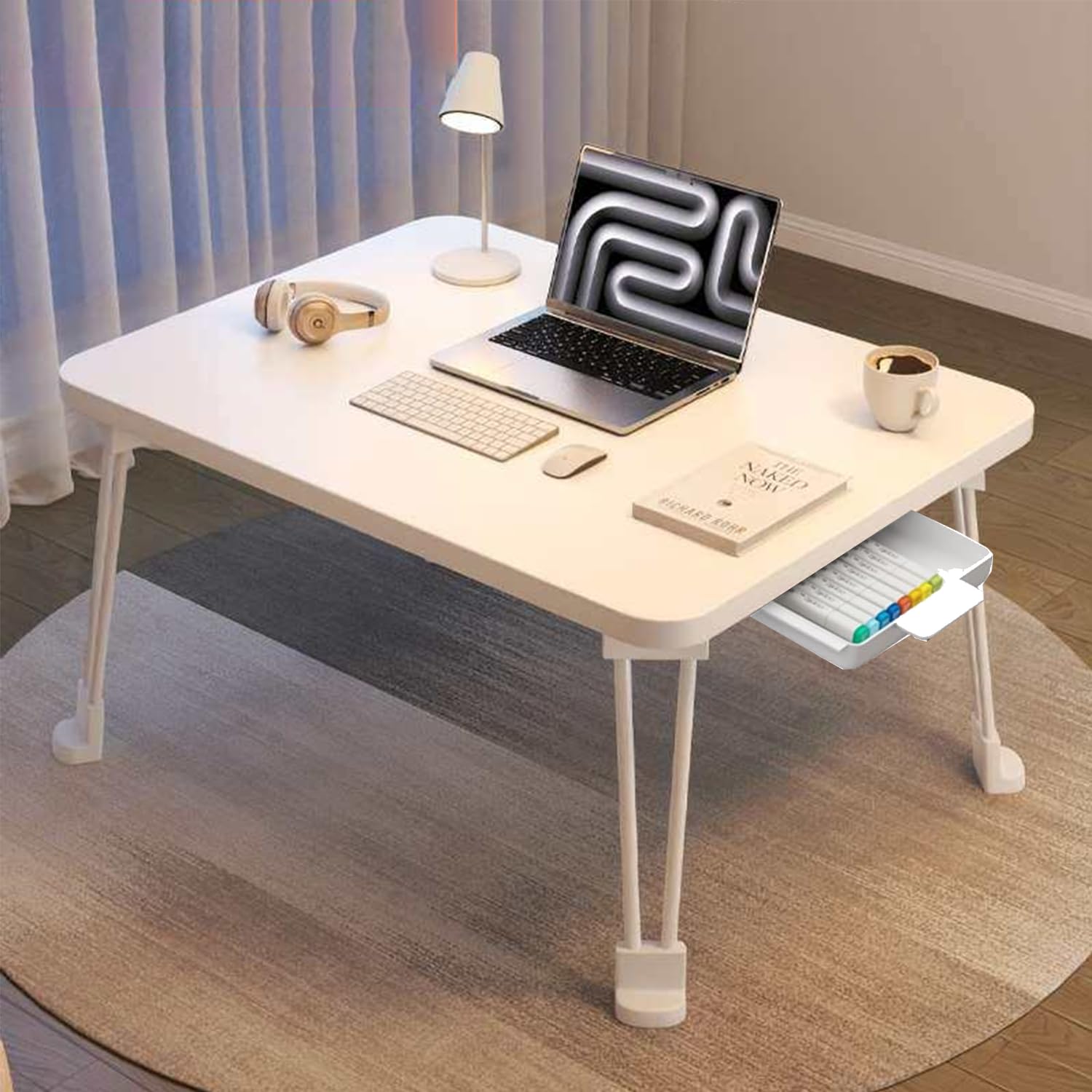 折りたたみテーブル 幅70×奥行48×高さ36cm テーブル 一人暮らし 勉強 オフィス ミニテーブル 折り畳み ..