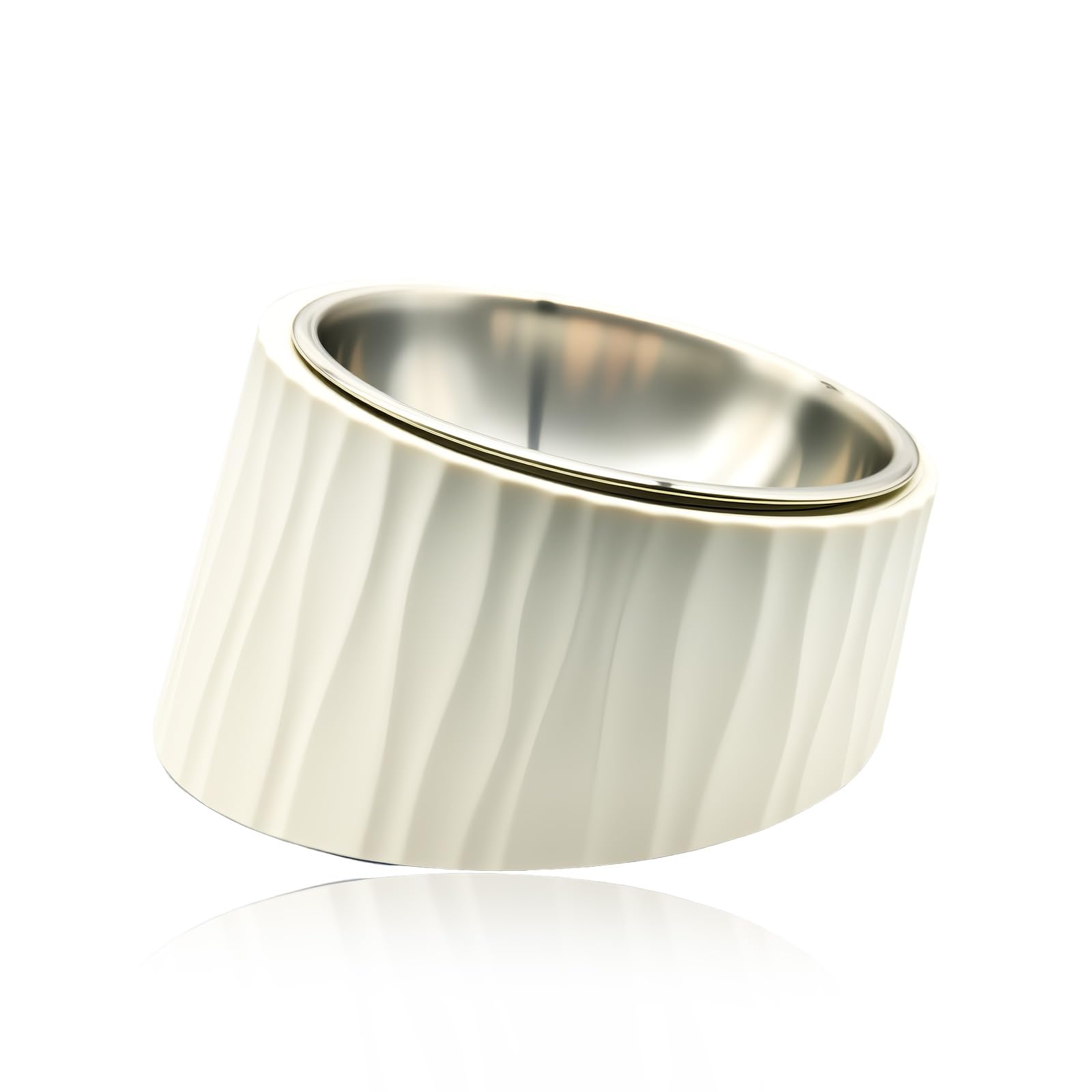 犬と猫用のペットボウル、ステンレススチール製のインナーボウル、15度の傾斜、こぼれを防ぐ滑り止め底..