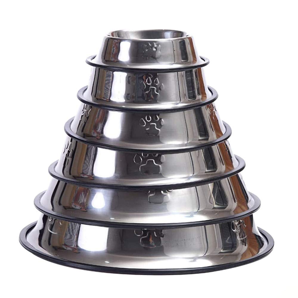 猫と犬用のステンレス製ペットボウル。こぼれにくく、滑りにくいフード＆ウォーターボウル。キュートな足跡柄がデザインされています。小サイズ2個セット。