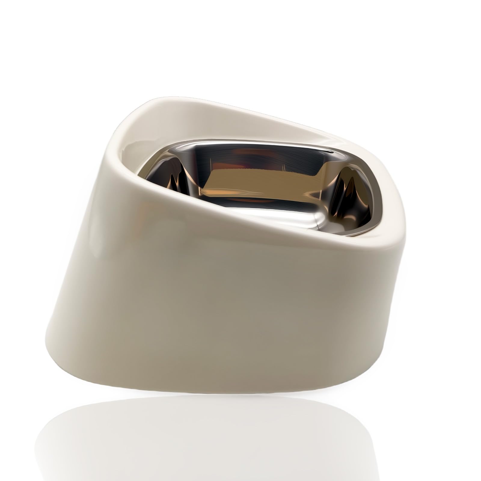 犬と猫用のペットボウル、ステンレススチール製のインナーボウル、15度の傾斜、こぼれを防ぐ滑り止め底..