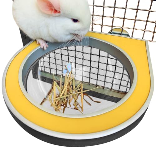 小動物用フィーダー、ペットボウル、ケージラック、透明な宇宙船型のチンチラペットフィーダー、固定さ..