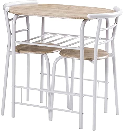 ダブルダイニングテーブルセット、3点セットにはテーブルと椅子2脚が含まれており、モダンでシンプル、レトロなデザインです。