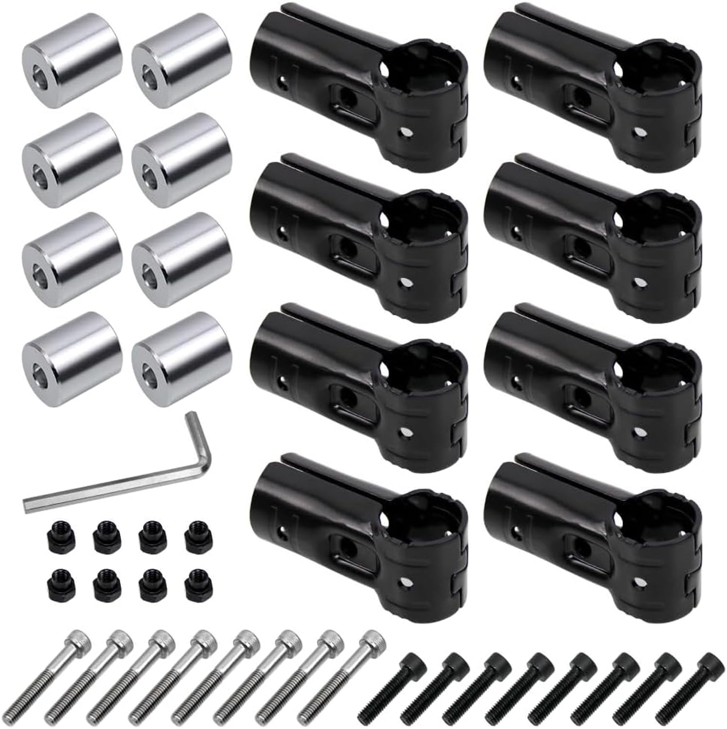 Φ28イレクターパイプ イレクターパイプ ジョイント イレクターパイプ アタッチメント 車用ルーフキャリアバー 車用ルーフボックスアクセサリ アルミ製 車内スペースのレイアウトを最適化し、車中泊、キャンプ、釣り、その他のレジャー活動に適しています (6個のセット)