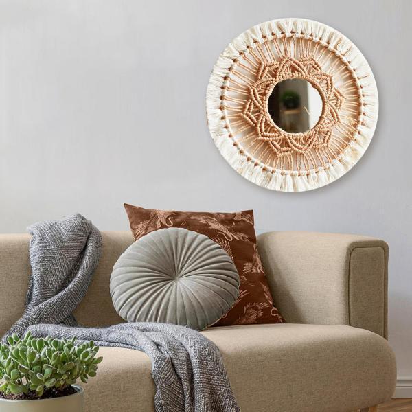 ボヘミアハンギングウォールミラー装飾的なマクラメミラー家のアパートの装飾(3)