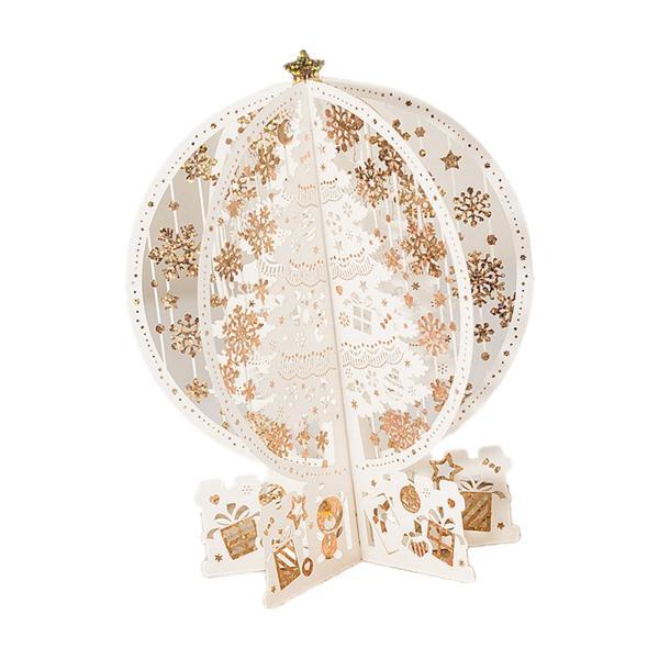 クリスマスカード 冬ホリデー グリーティングカード クリスマスデコレーション 封筒付き ゴールドステレオクリスタルボールカード ギフト用