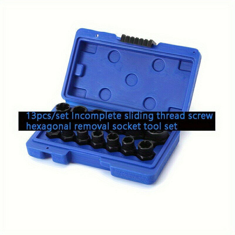 不完全なスリップスレッドボルト用の壊れたナットとボルトの抽出器セット13個、六角取り外しソケットツ..