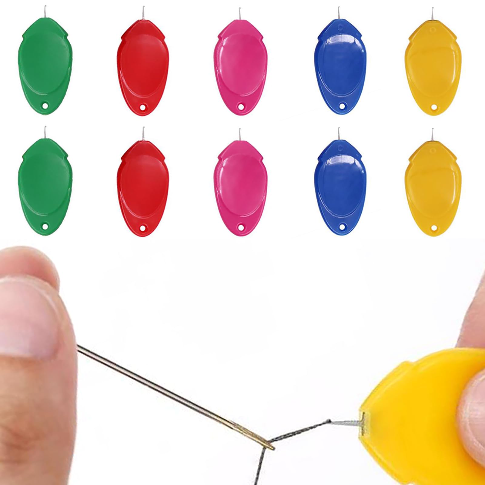 耐久性のある針糸通し、針糸通し、簡単な糸通し、DIY裁縫道具、手縫い、刺繍道具、5色、10点セット