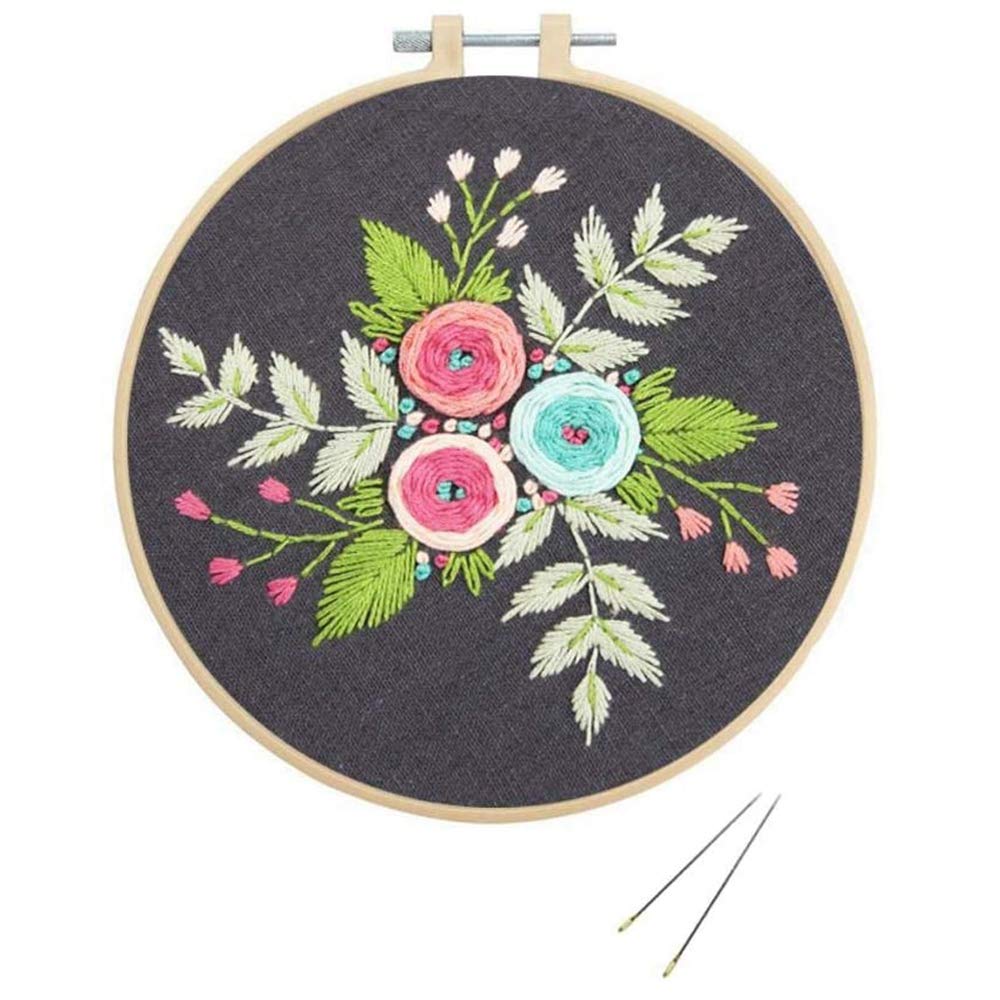 プリントされたクロスステッチ刺繍スターターキット（柄付き刺繍布、刺繍枠、ツールキットを含む）