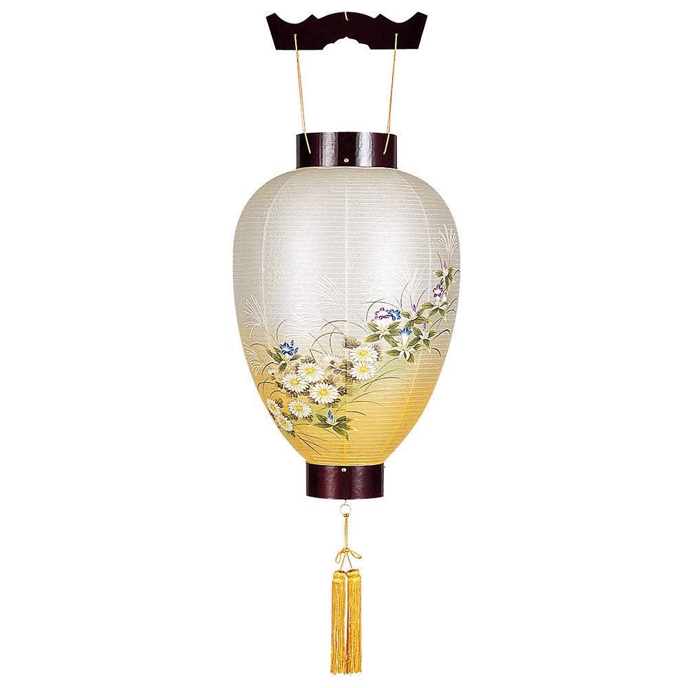 盆提灯、皇居提灯、ワイヤレス、LEDキャンドルと電池式、高さ44cm x 直径29cmのペンダント