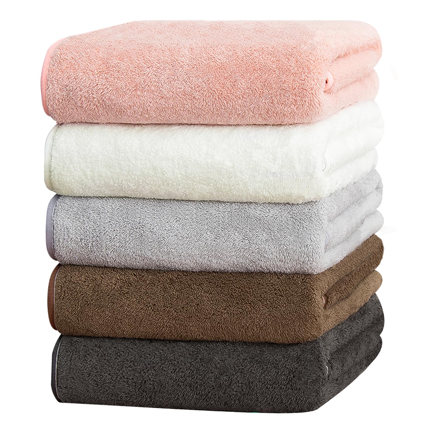 マイクロファイバーバスタオル5枚セット、約60x120cm、ふわふわ、柔らかく、吸水性、速乾性、耐久性に優れています。家庭、ホテル、サロン、スポーツ、商業用に適しています（60x120cm、5色）
